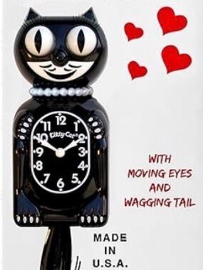 Miss Kitty-Cat Wall Clock with Moving Eyes & Wagging Tail